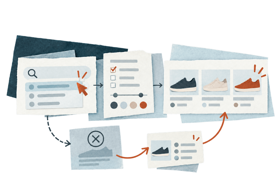 A smooth path from search through filters to a product result
